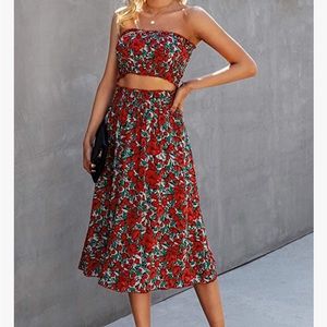 Floral 2 piece tube top/skirt